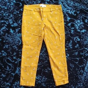 Old Navy  Mustard Floral Pixie Pants